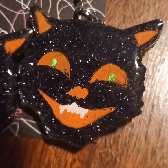 Atomic Lucite Black Cat earrings - Picture 6 of 6